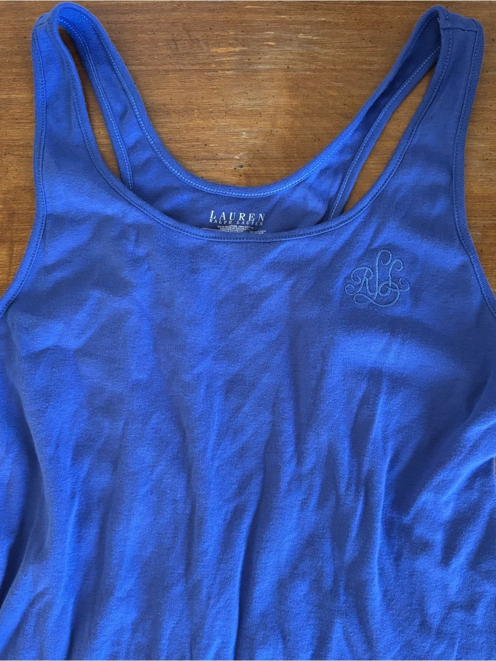 Lauren Ralph Lauren Royal Blue Tank Top with Embroidered Monogram